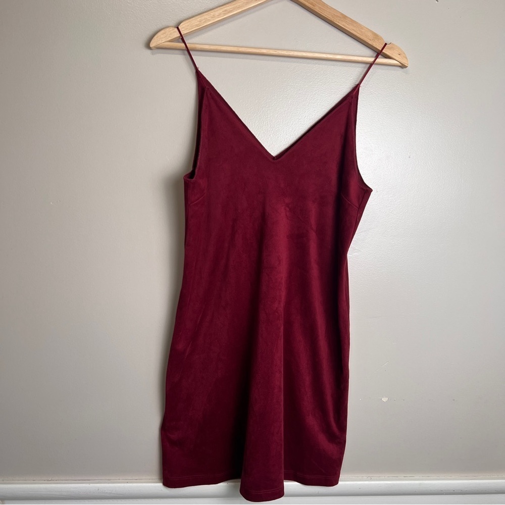 Forever 21 Burgundy Faux Suede Mini Dress Size Small EUC